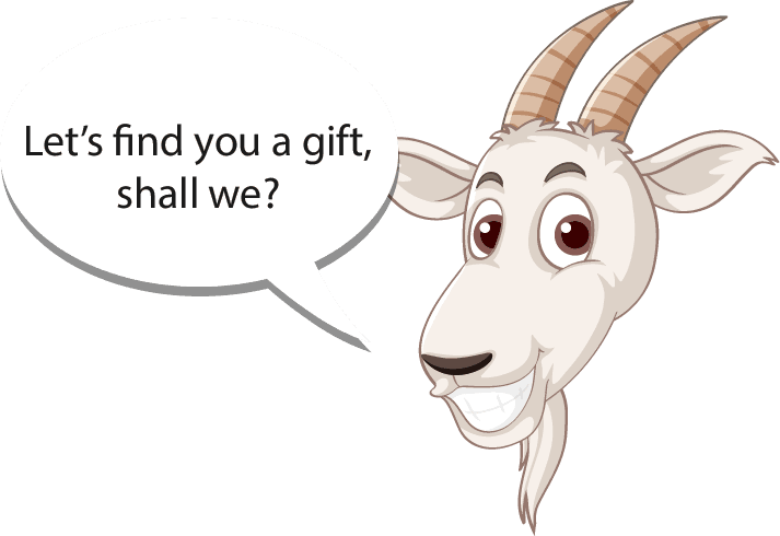 Gift Goat Gus, guiding you through the quiz